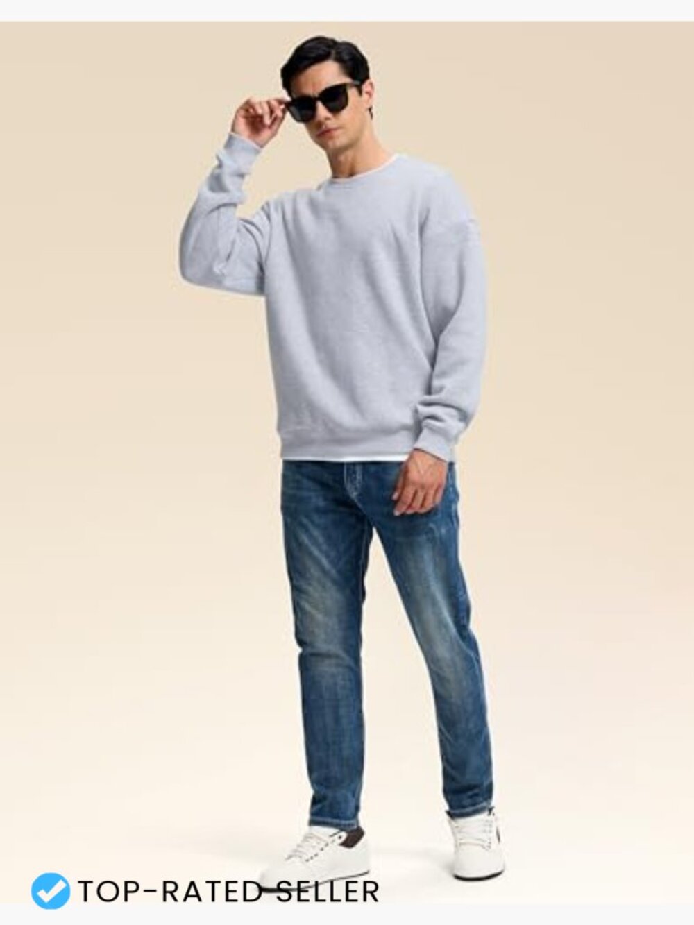 Mens Fleece Lined Crewneck Sweatshirt Oversized Pullover Athletic Workout - Picture 6 of 7